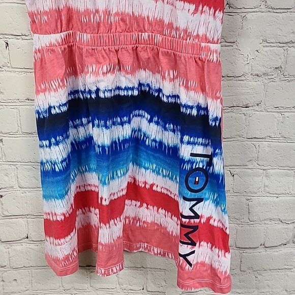 Tommy Hilfiger Girls' Sleeveless Tie Dyed Tank Dress Red White Blue Americana - Picture 5 of 10